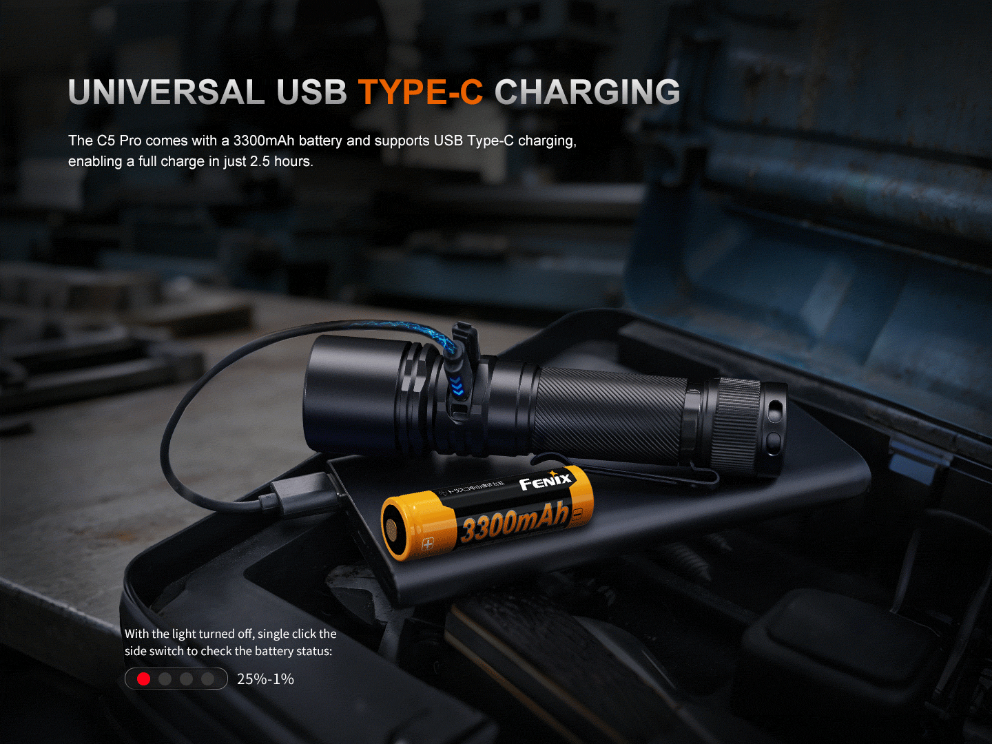 Fenix C5 Pro Heavy Duty Compact Long Throw Rechargeable Flashlight