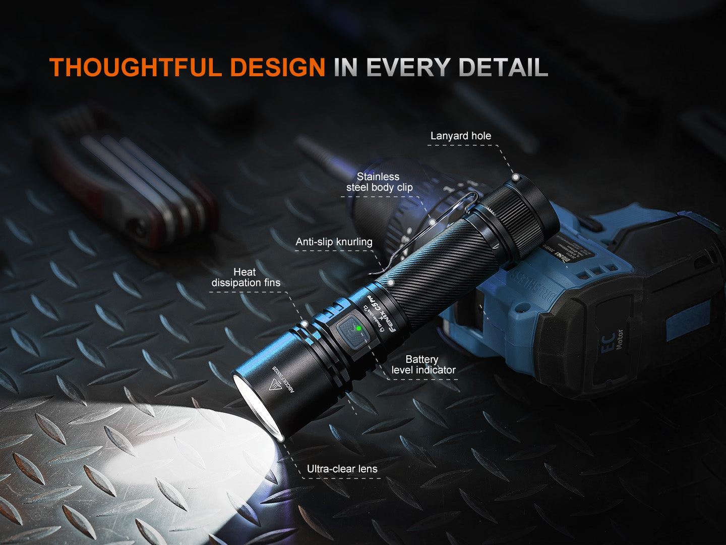 Fenix C5 Pro Heavy Duty Compact Long Throw Rechargeable Flashlight