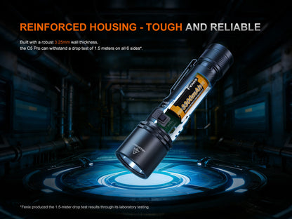 Fenix C5 Pro Heavy Duty Compact Long Throw Rechargeable Flashlight