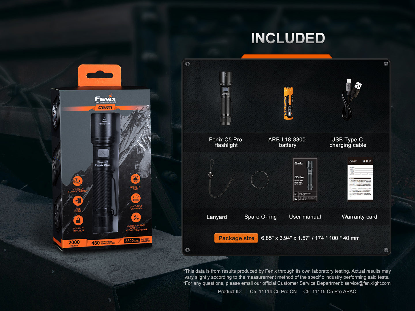 Fenix C5 Pro Heavy Duty Compact Long Throw Rechargeable Flashlight