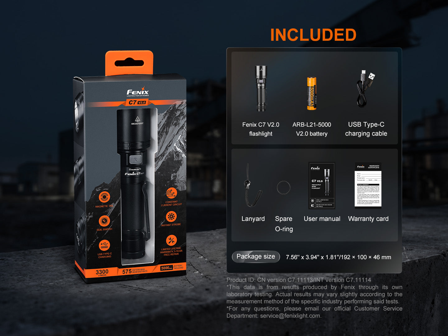 Fenix C7 V2 Compact High Power Long Throw Flashlight