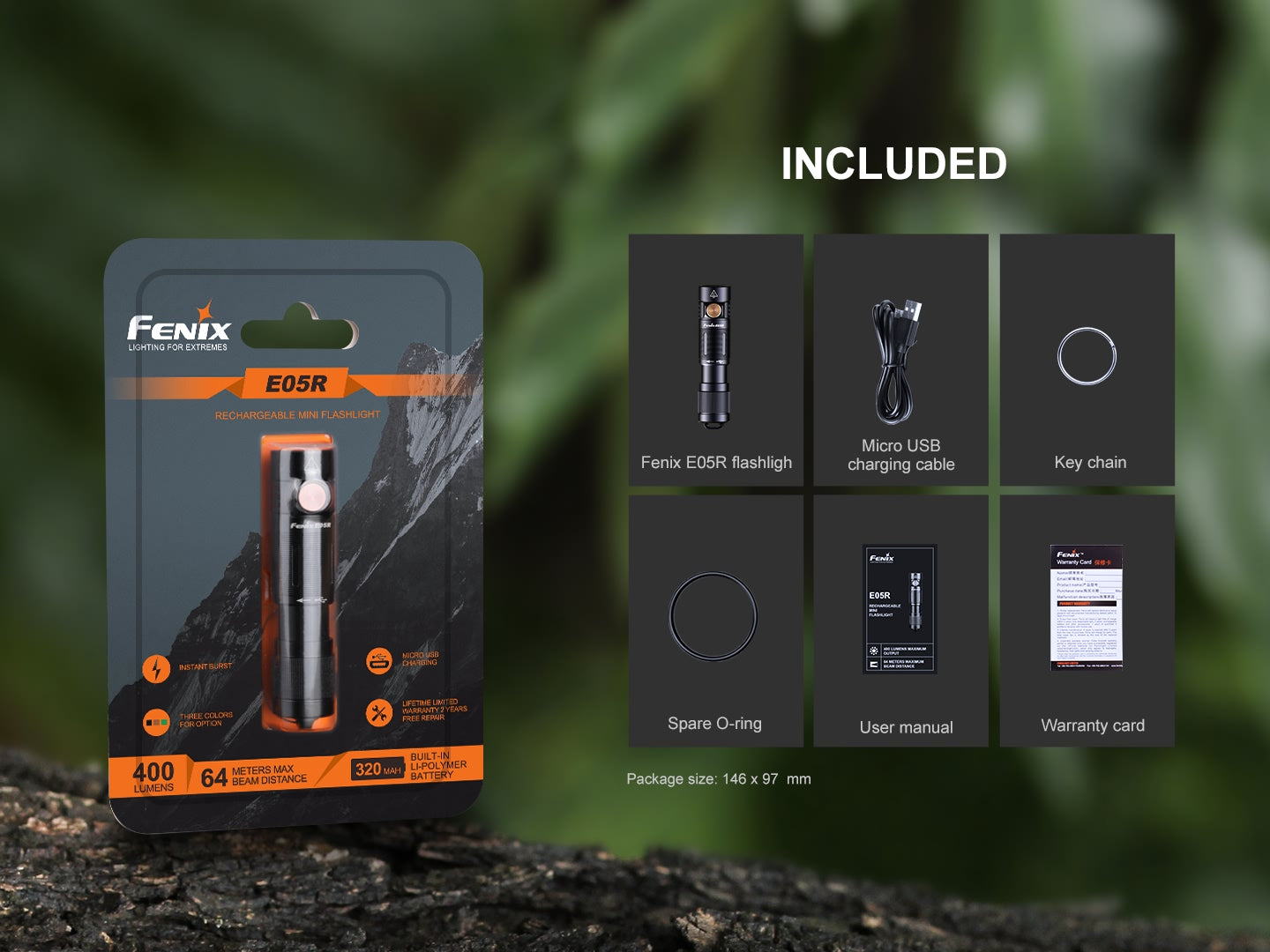 Fenix E05R Rechargeable Keychain Flashlight
