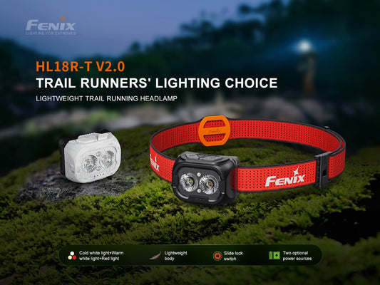 Bundle Deal - Fenix HL18R-T V2 Headlamp with Red Light & Whistle + ARB-LP1900 Rechargeable Battery