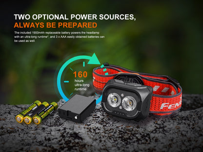 Fenix HL18R-T V2 Dual Beam Distance Lightweight Headlamp with Red Light & Whistle