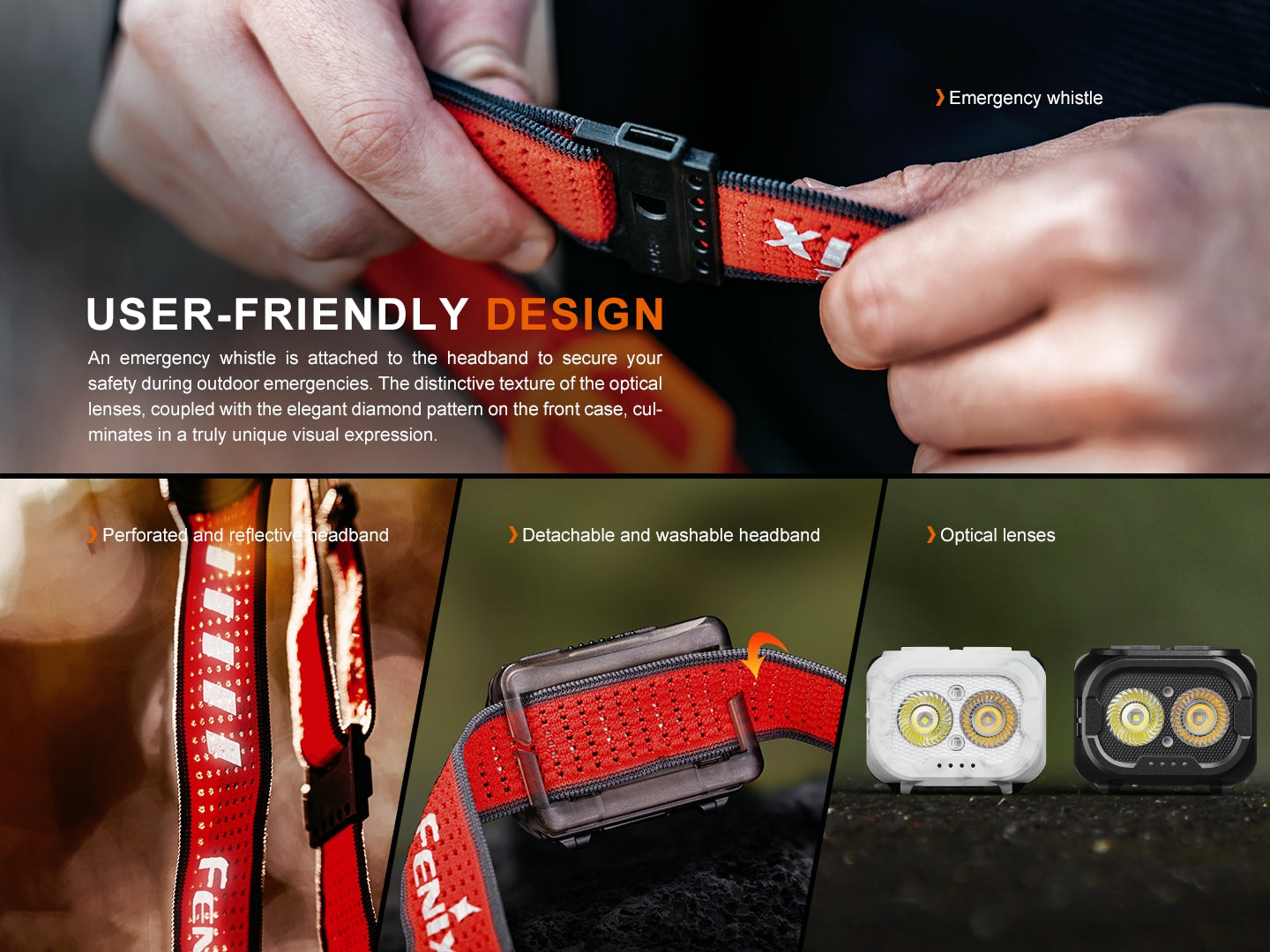 Fenix HL18R-T V2 Dual Beam Distance Lightweight Headlamp with Red Light & Whistle