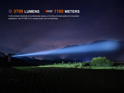 Fenix HT18R V2 Long Range Flashlight [3,700 Lumens I 1,100 Meters Throw]