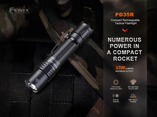 Fenix PD35R Compact USB-C Rechargeable Tactical Flashlight