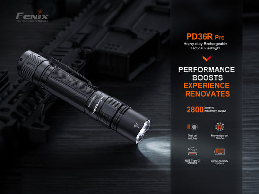 Fenix PD36R Pro Heavy Duty Tactical Flashlight - 2,800 Lumens