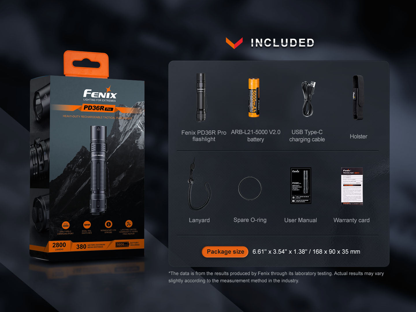 Fenix PD36R Pro Heavy Duty Tactical Flashlight - 2,800 Lumens