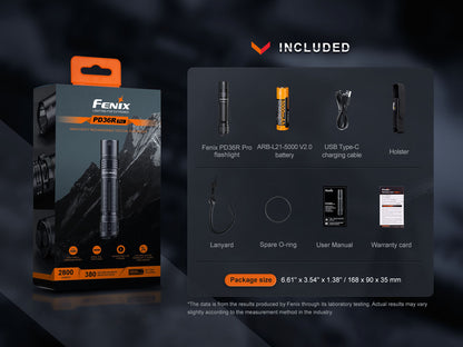 Fenix PD36R Pro Heavy Duty Tactical Flashlight - 2,800 Lumens