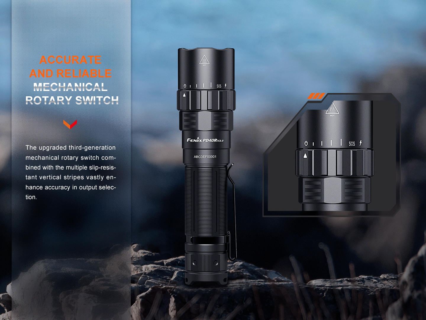 Fenix PD40R V3 USB-C Rechargeable Flashlight  500 Meters Throw - 3,000 Lumens