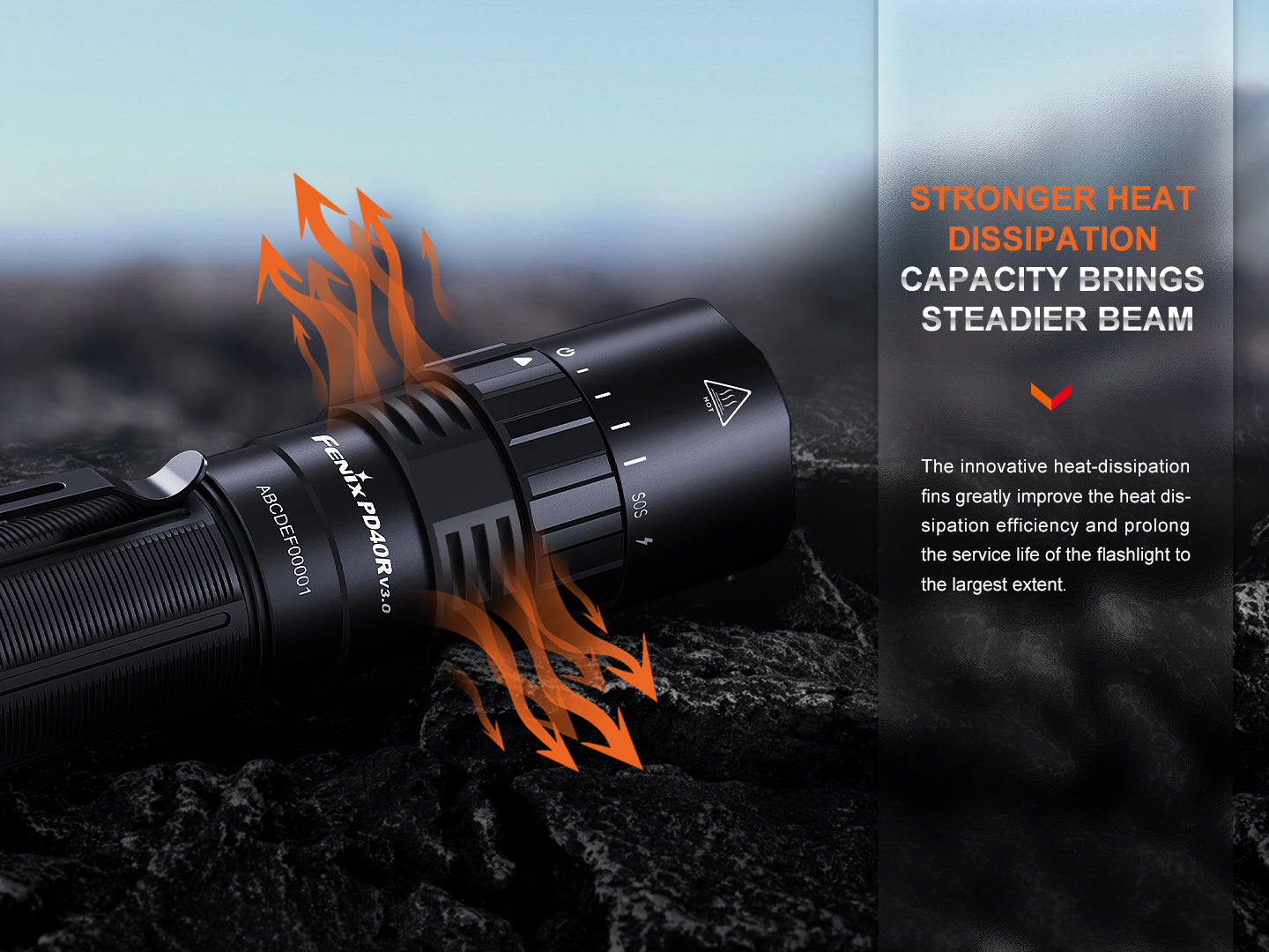 Fenix PD40R V3 USB-C Rechargeable Flashlight  500 Meters Throw - 3,000 Lumens