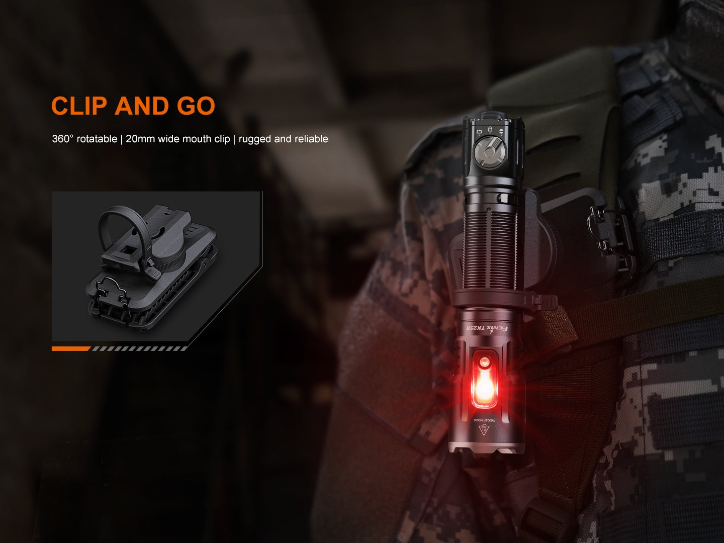 Fenix TK25R Tactical Flashlight With Multi-Color Side Light [3600 Lumens I 350 Meters]