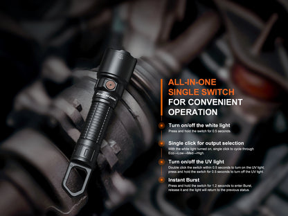 Fenix WF25RM Multi-Functional Flashlight with Secondary UV Light & Charging Cradle