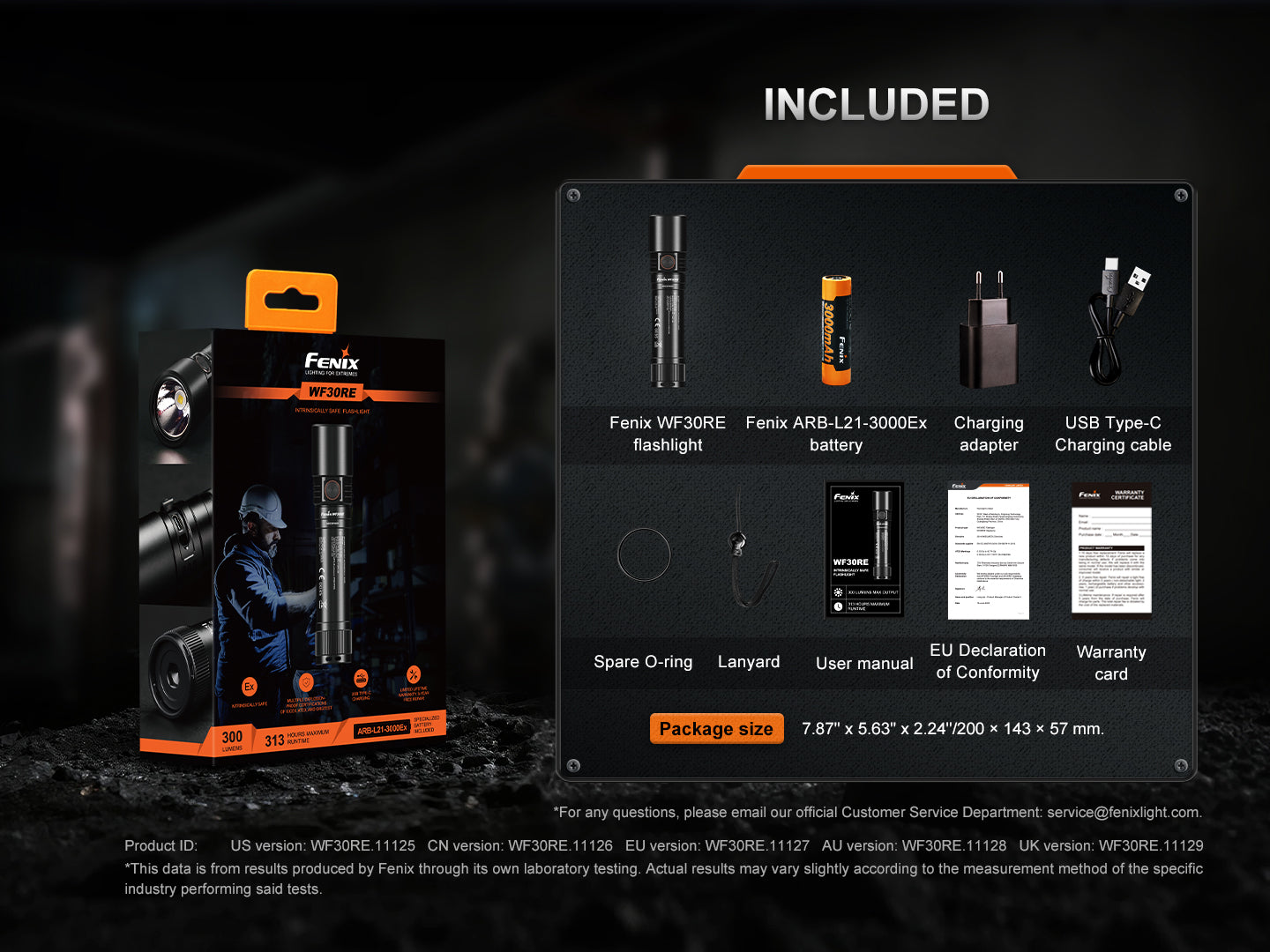 Fenix WF30RE Intrinsically Safe Rechargeable Flashlight