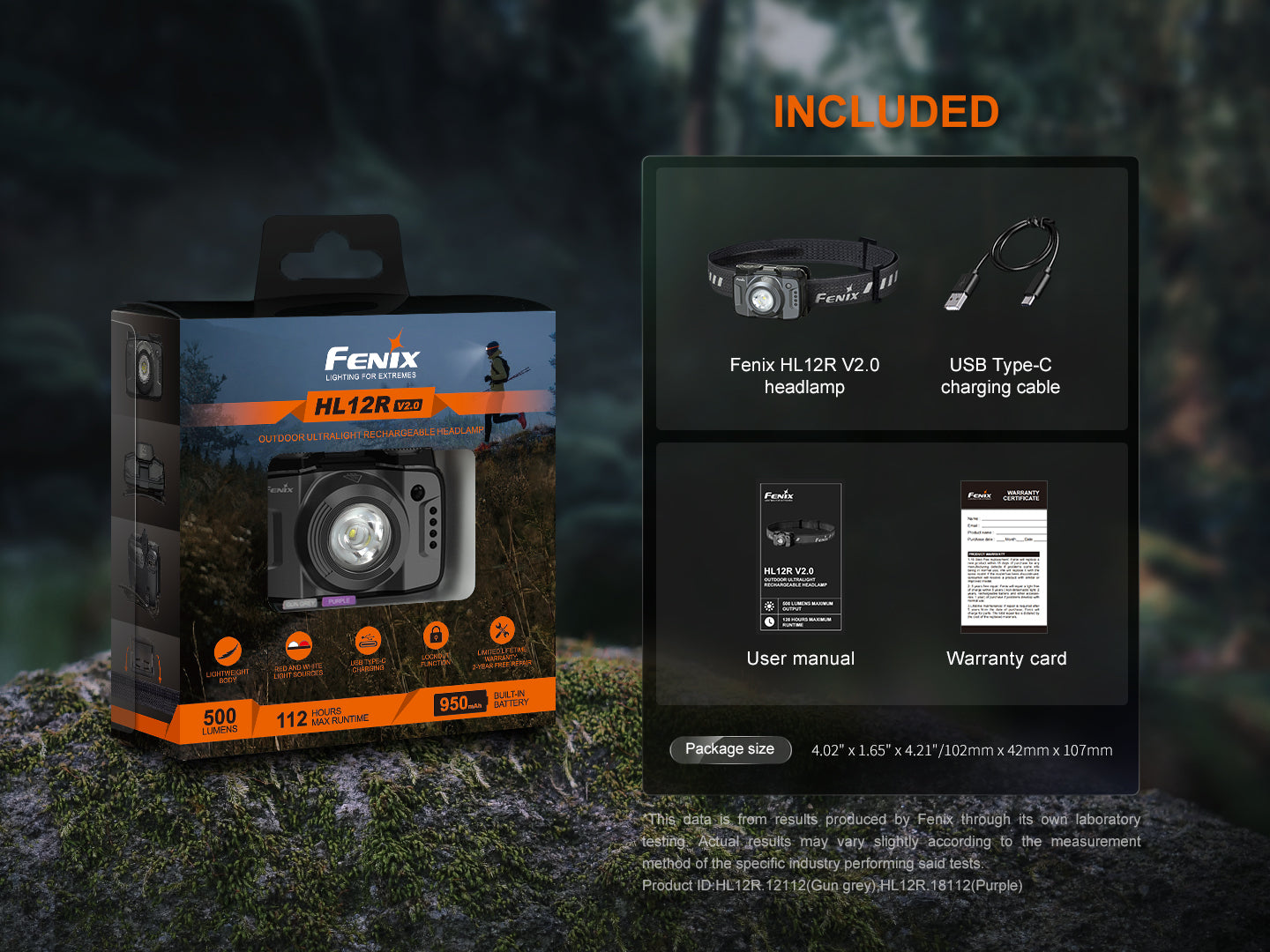 Fenix HL12R V2 Dual Light Sources USB-C Rechargeable Headlamp