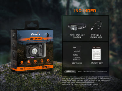 Fenix HL12R V2 Dual Light Sources USB-C Rechargeable Headlamp
