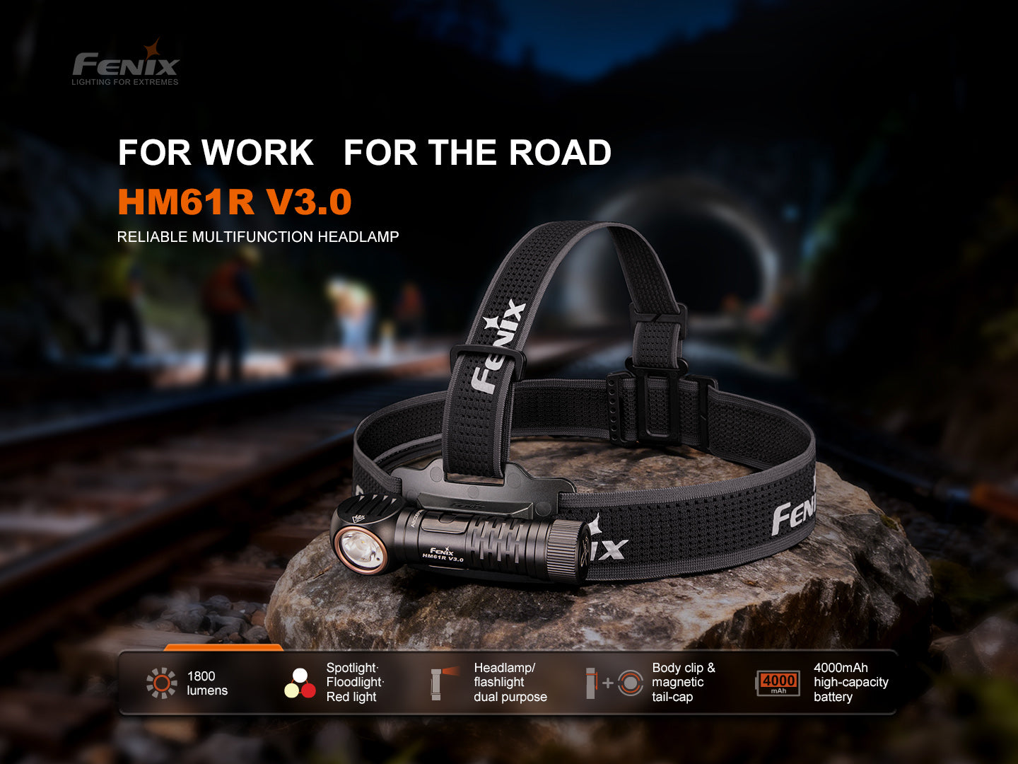 Fenix HM61R V3 Triple Light Sources Headlamp Cum Flashlight With Magnet Base