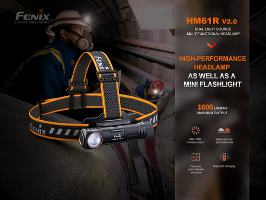 Fenix HM61R V2 Headlamp Cum Flashlight_1600 Lumens [2-in-1]