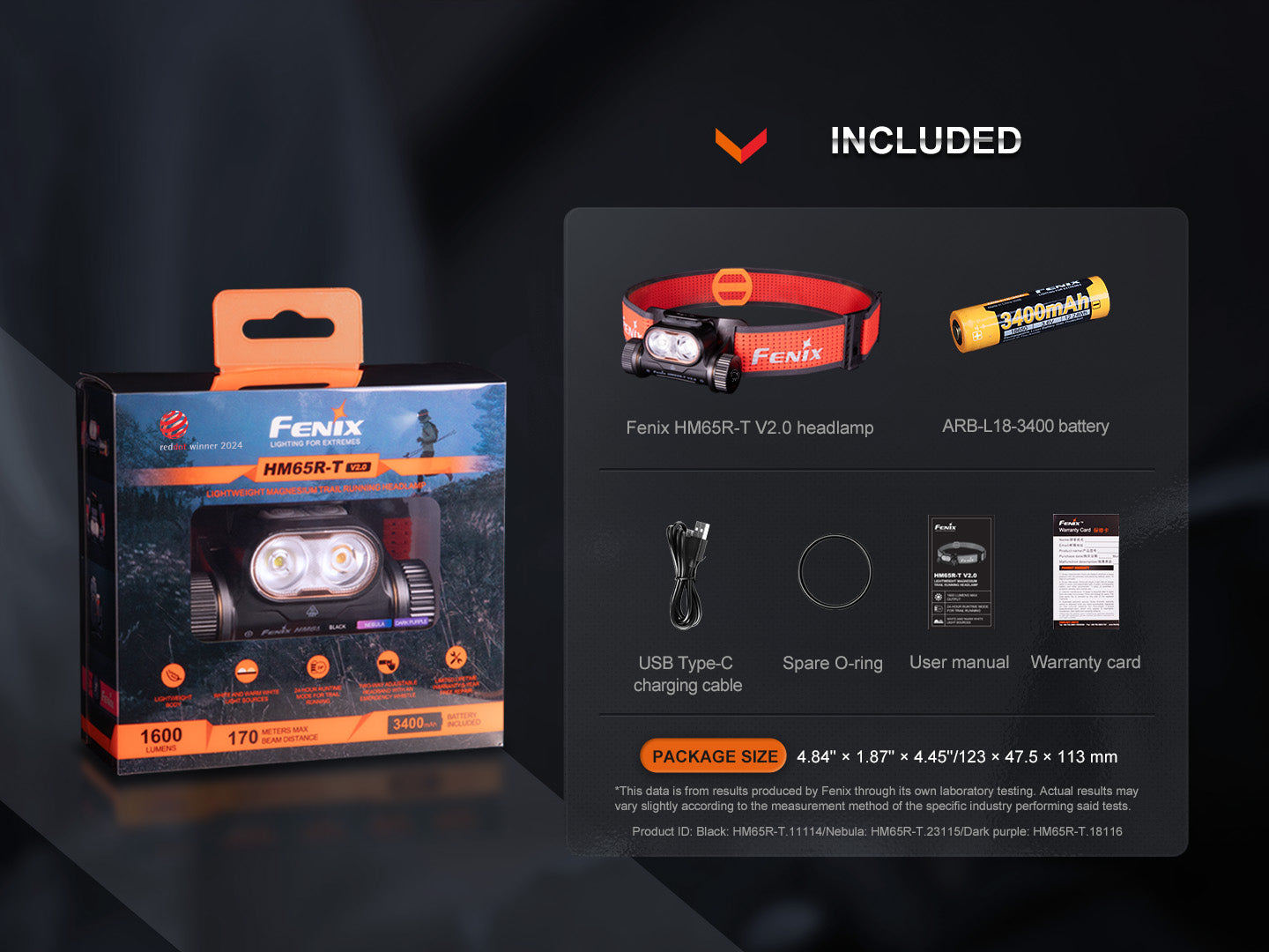 Fenix HM65R-T V2 Magnesium Headlamp With Emergency Whistle
