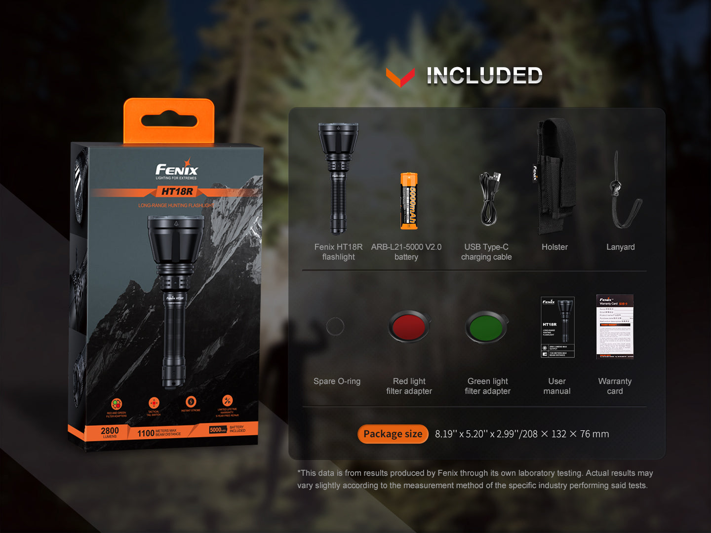 Fenix HT18R Long Range Flashlight 1,100 Meters Throw - 2,800 Lumens