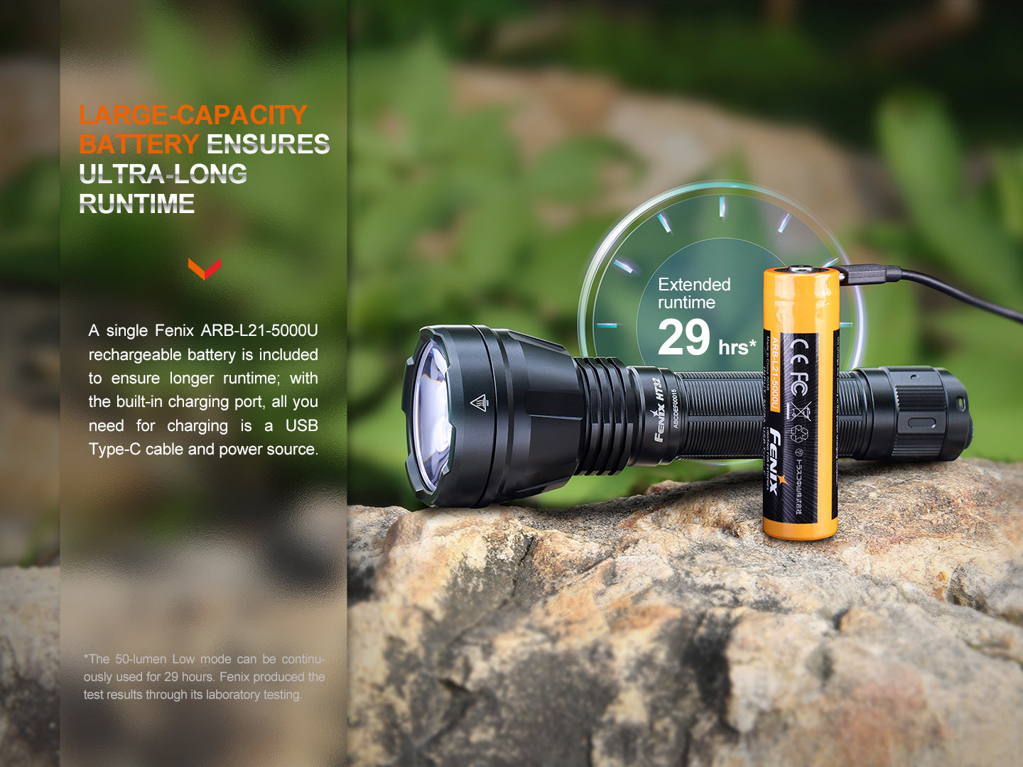 Fenix HT32 Compact Long Range Flashlight 640 Meters Throw - 2,500 Lumens