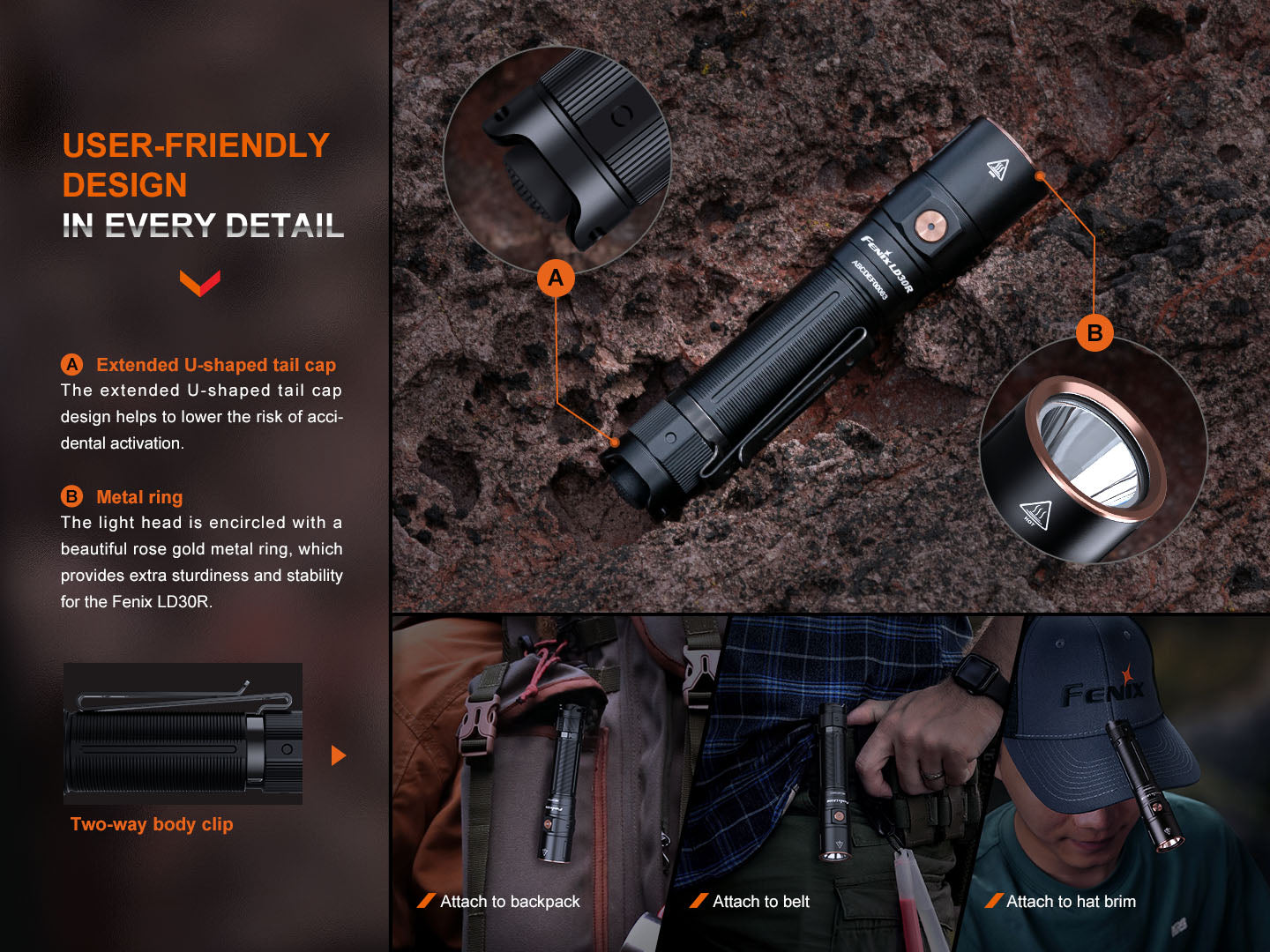 Fenix LD30R High Performance Lightweight USB-C Rechargeable Flashlight