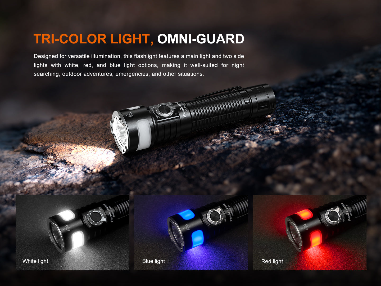Fenix LD35R High Performance Multimode Tactical Flashlight With Tri-Color Secondary Side Lights