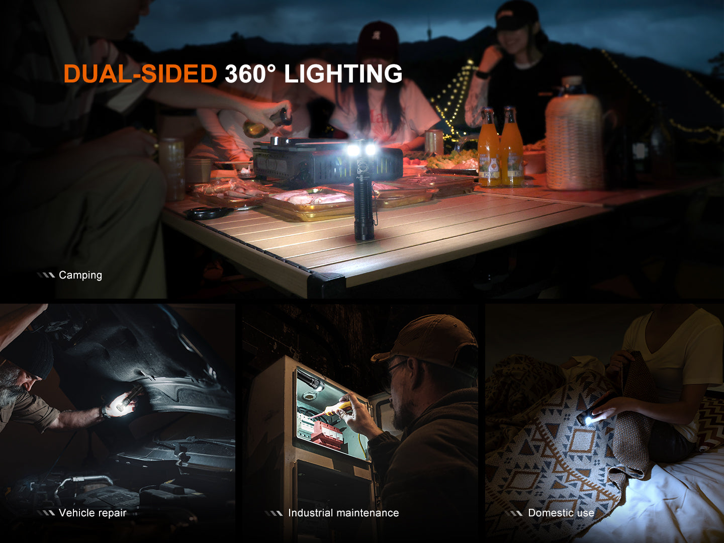 Fenix LD35R High Performance Multimode Tactical Flashlight With Tri-Color Secondary Side Lights