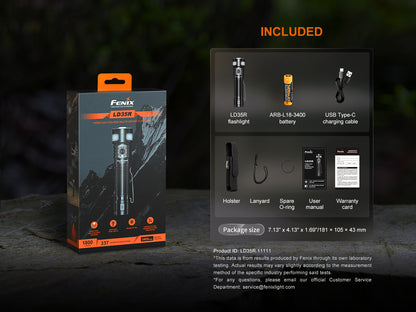 Fenix LD35R High Performance Multimode Tactical Flashlight With Tri-Color Secondary Side Lights