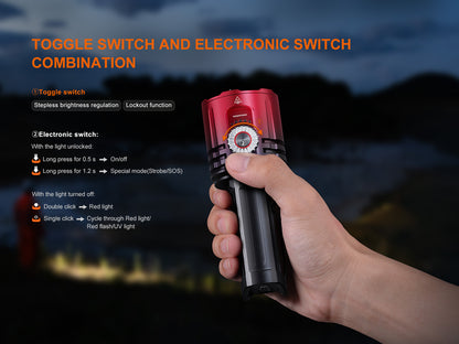 Limited Edition - Fenix LR35R Pro Rechargeable Palm-Size Search Light - High Power Flashlight With Red & UV Secondary Lights