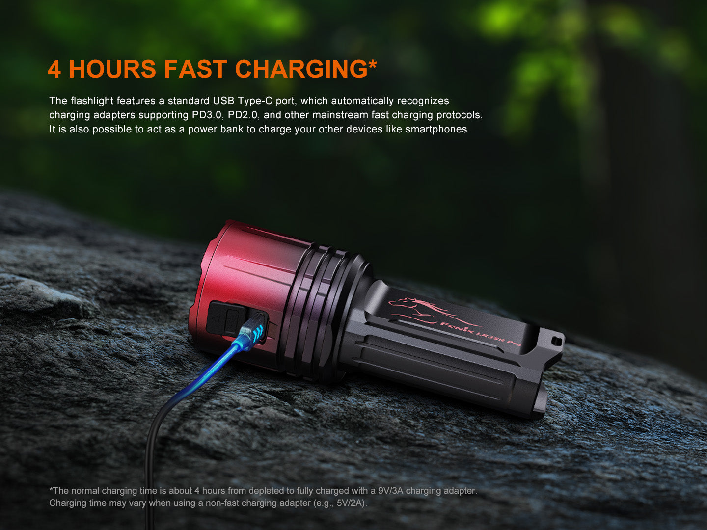 Limited Edition - Fenix LR35R Pro Rechargeable Palm-Size Search Light - High Power Flashlight With Red & UV Secondary Lights