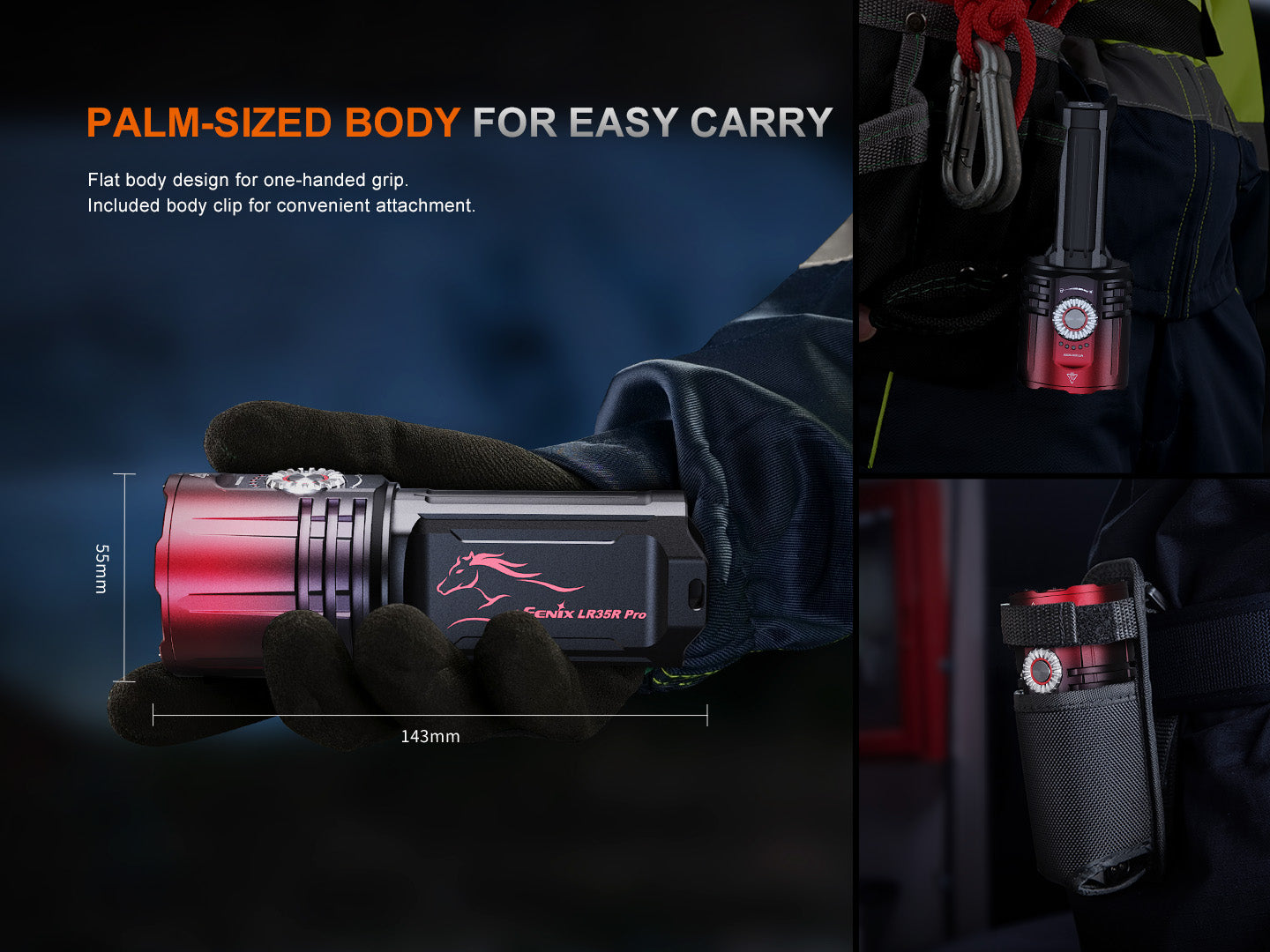 Limited Edition - Fenix LR35R Pro Rechargeable Palm-Size Search Light - High Power Flashlight With Red & UV Secondary Lights