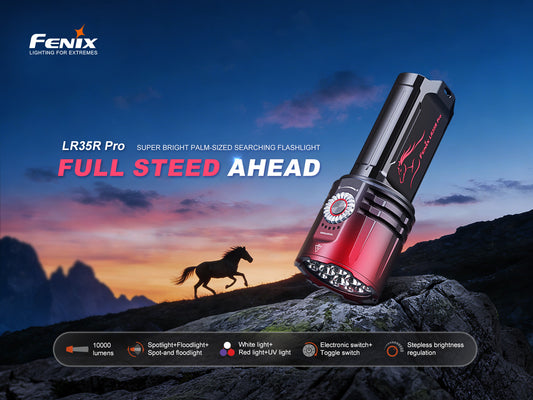 Limited Edition - Fenix LR35R Pro Rechargeable Palm-Size Search Light - High Power Flashlight With Red & UV Secondary Lights