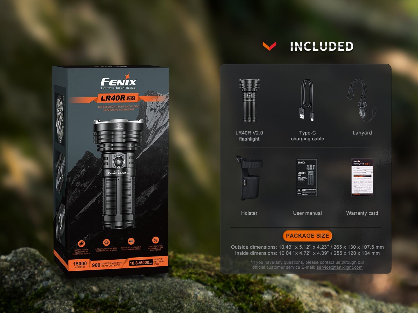 Fenix LR40R V2 High Power Flashlight 900 Meters Throw - 15,000 Lumens