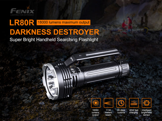 Fenix LR80R Rechargeable Searchlight Flashlight - 18,000 Lumens