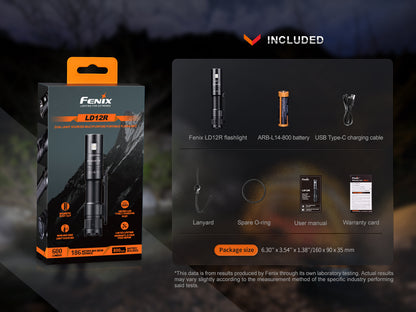 Fenix LD12R Dual Light Sources USB-C Rechargeable Compact Flashlight