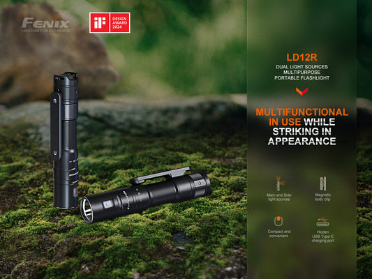 Fenix LD12R Dual Light Sources USB-C Rechargeable Compact Flashlight