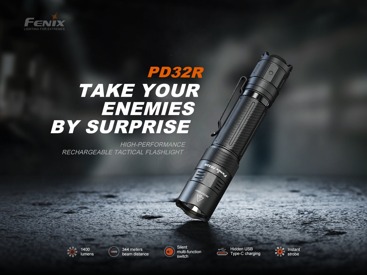 Fenix PD32R Rechargeable Silent Switch Tactical Flashlight