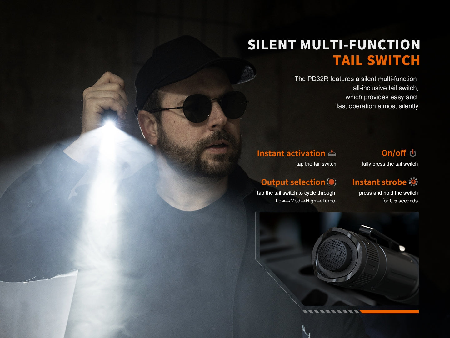 Fenix PD32R Rechargeable Silent Switch Tactical Flashlight