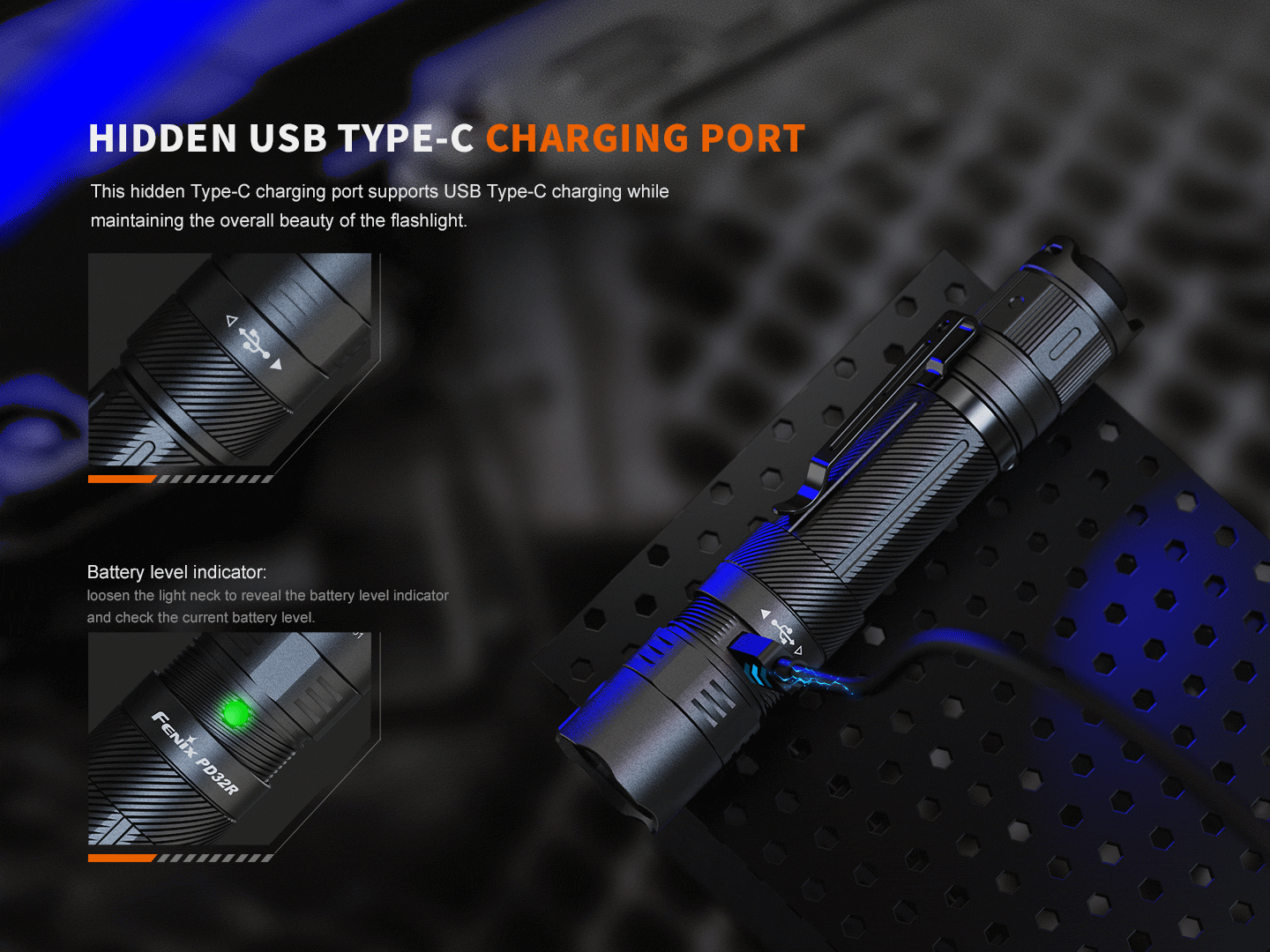 Fenix PD32R Rechargeable Silent Switch Tactical Flashlight