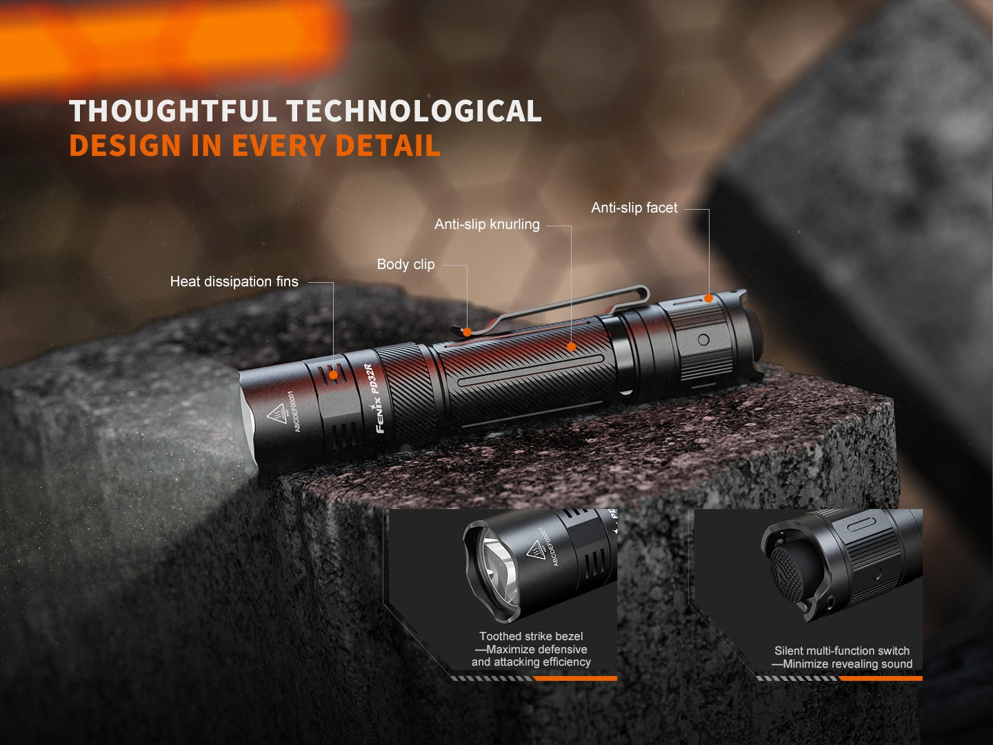 Fenix PD32R Rechargeable Silent Switch Tactical Flashlight