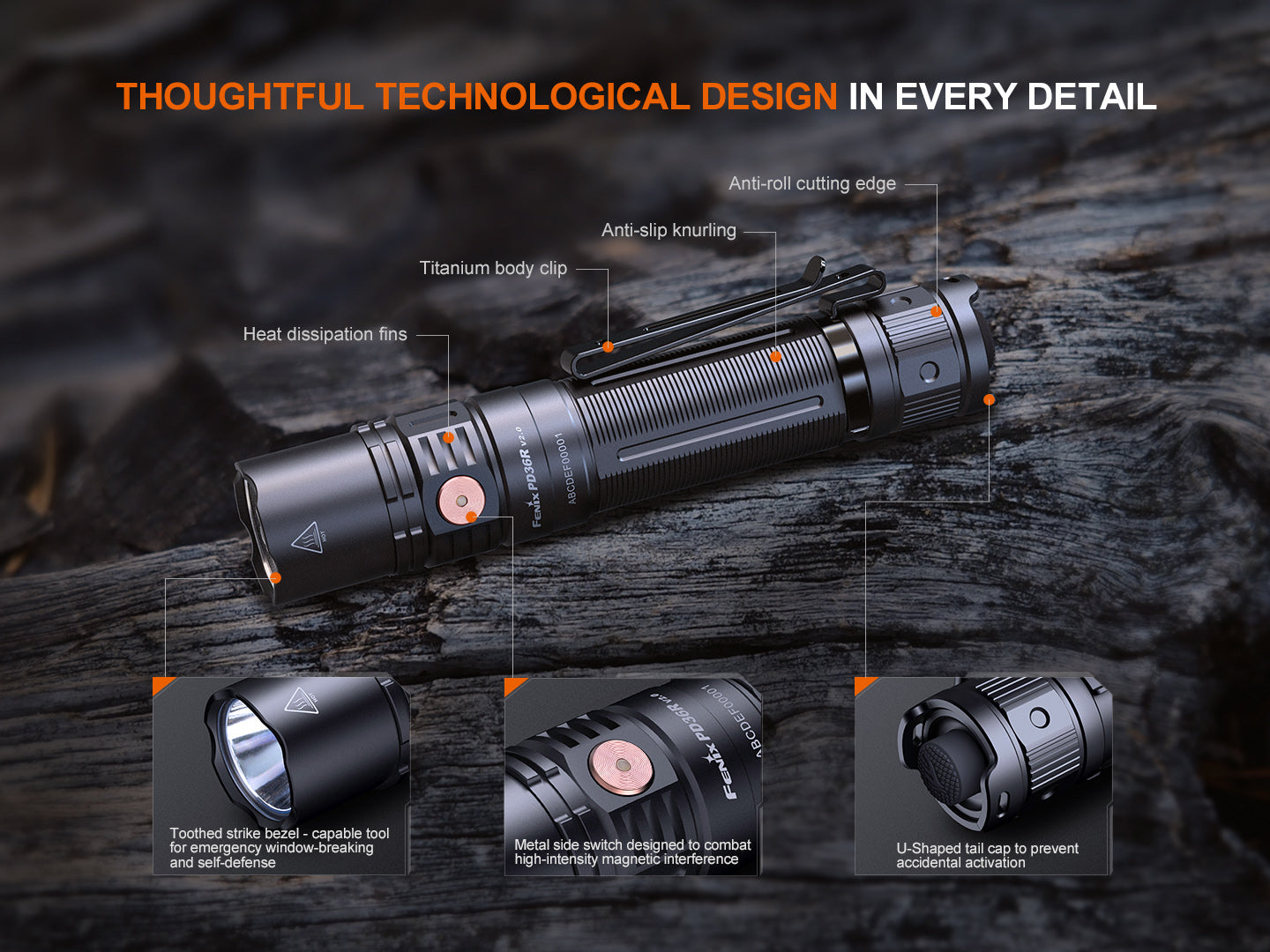 Fenix PD36R V2 Compact Rechargeable Tactical Flashlight