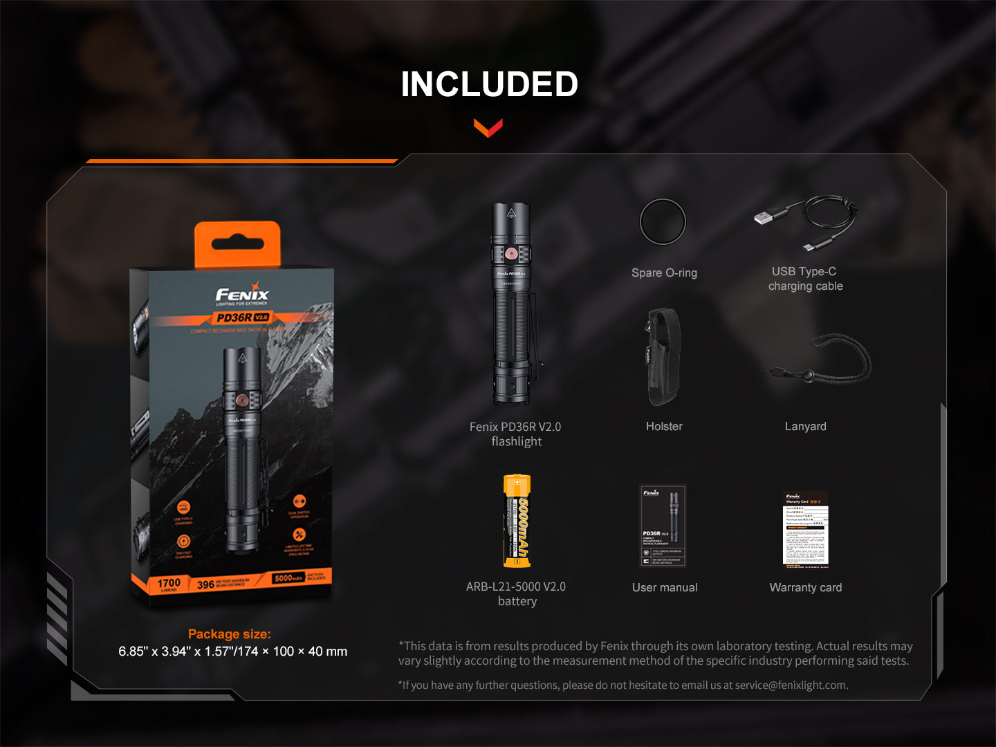 Fenix PD36R V2 Compact Rechargeable Tactical Flashlight