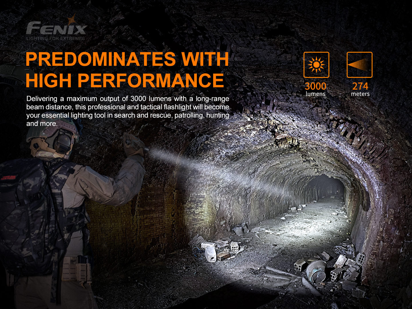 Fenix PD36 TAC Tactical Flashlight 3,000 Lumens