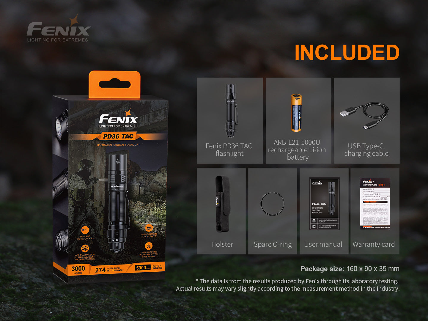 Fenix PD36 TAC Tactical Flashlight 3,000 Lumens