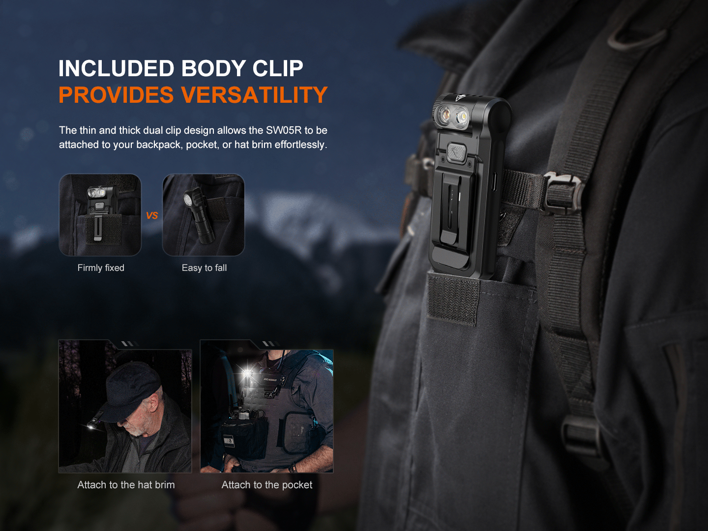 Fenix SW05R-UV Multi-Purpose Clip-On Flashlight with 1500 mW UV Light