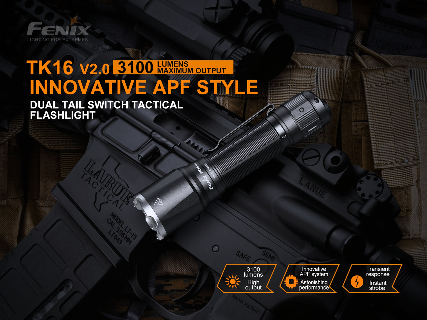 Fenix TK16 V2 Tactical Flashlight With Strobe Ready - 3,100 Lumens