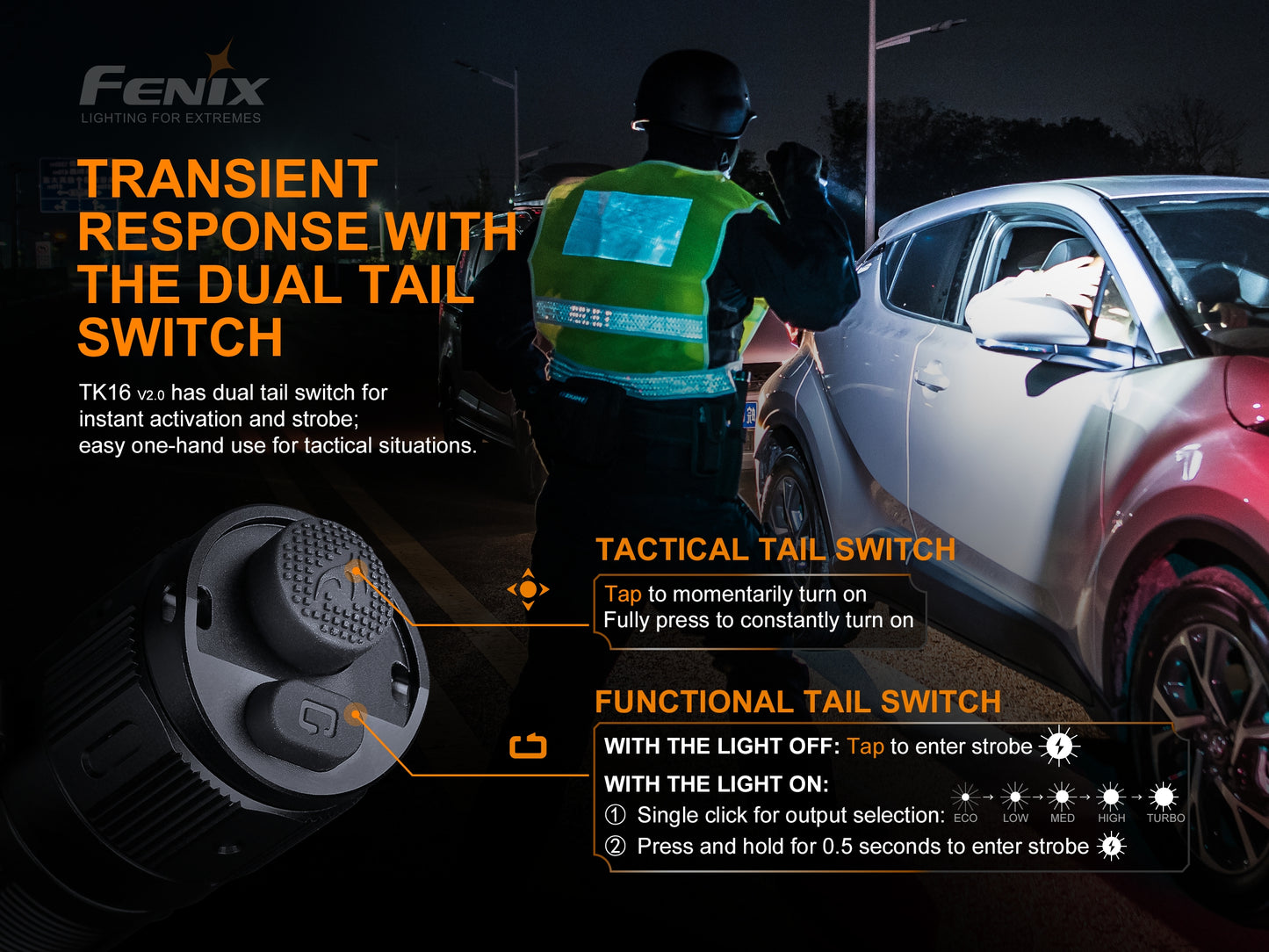 Fenix TK16 V2 Tactical Flashlight With Strobe Ready - 3,100 Lumens