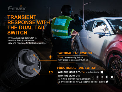 Fenix TK16 V2 Tactical Flashlight With Strobe Ready - 3,100 Lumens